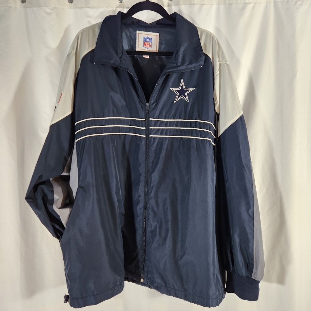 NFL Dallas Cowboys Blue and Gray Jacket Windbreaker Size XXL